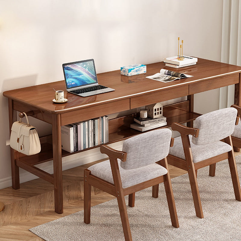 Wooden Task Desk Natural/White/Brown Rectangular Shaped Office Desk wi