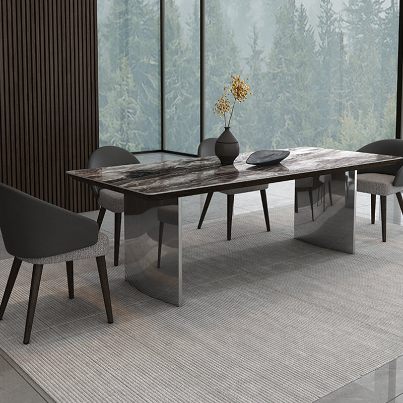 Glam Dinette Set for Dining Room 1/4/5/7 Pcs Glossy Gray Dining Table Set