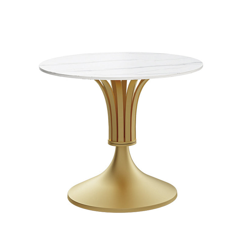 Metal Glam Dining Set with Padded Chairs 1/2/3/5 Pcs White Stone Dining Table Set