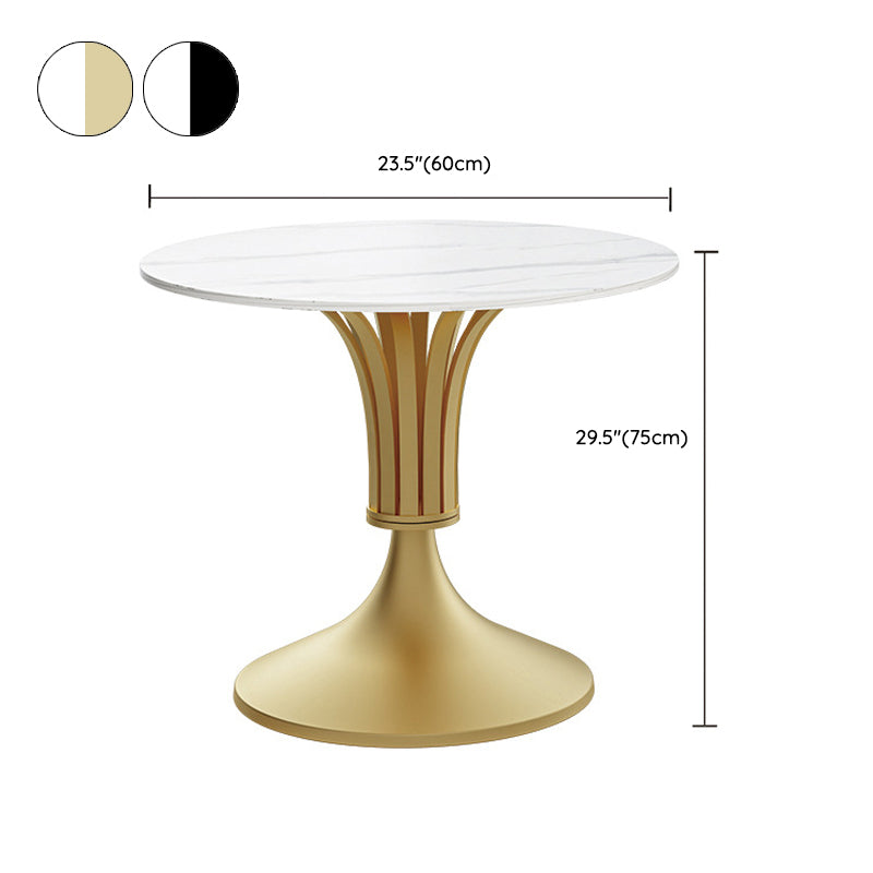 Metal Glam Dining Set with Padded Chairs 1/2/3/5 Pcs White Stone Dining Table Set