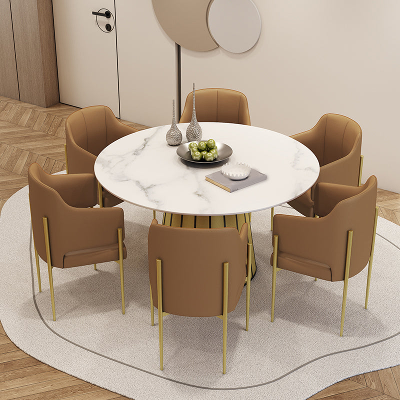 Nordic Round Stone Dining Table 1/7 Pieces Dining Set for Kitchen