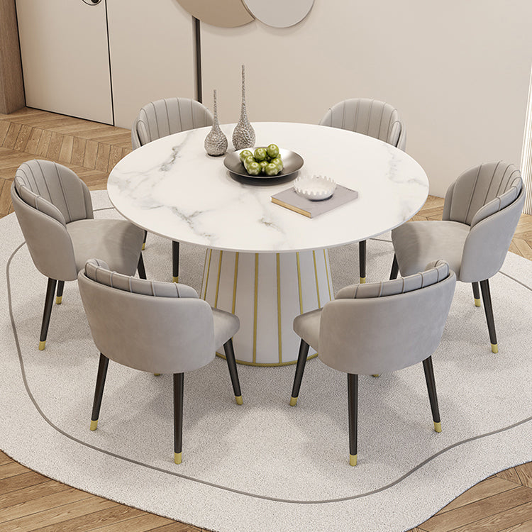 Nordic Round Stone Dining Table 1/7 Pieces Dining Set for Kitchen