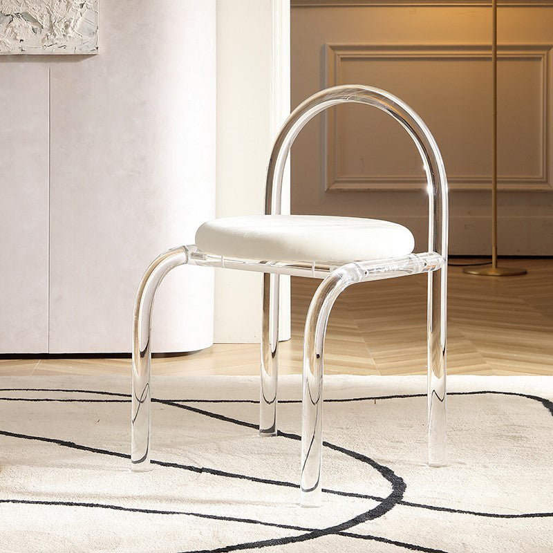 Glam Dining Table Set with Acrylic Base 1/5/7 Pcs Dinette Set with White Chairs