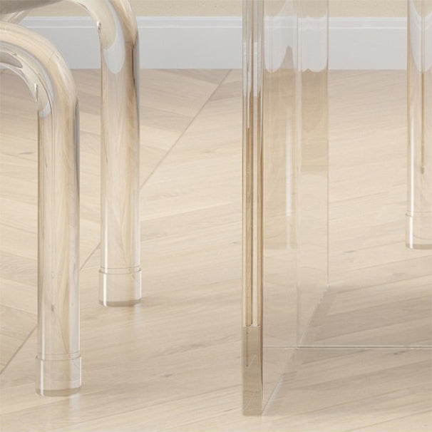 Glam Dining Table Set with Acrylic Base 1/5/7 Pcs Dinette Set with White Chairs