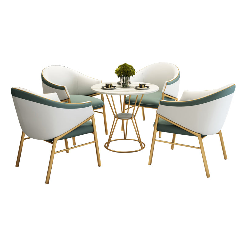 Contemporary Round Dining Table Set 1/2/5 Pcs Stone Top Dinette Set for Home