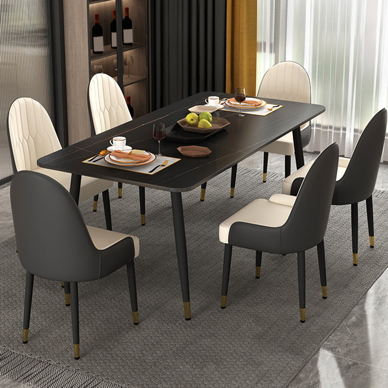 Modern Rectangle Stone Dining Table 1/2/7 Pieces Dining Set for Dining Room