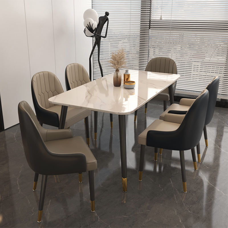 Glossy White Dining Table Set 1/5/7 Pieces Glam Dinette Set for Kitchen