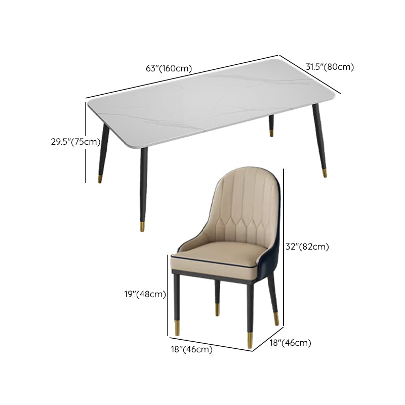 Glossy White Dining Table Set 1/5/7 Pieces Glam Dinette Set for Kitchen