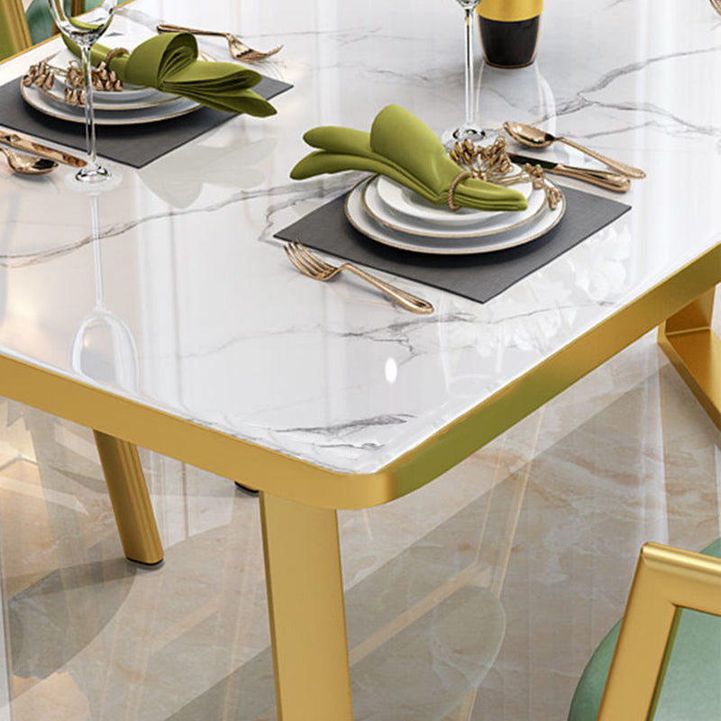 Dinner Room Dining Table Kitchen Luxury Stone Metal Base Dining Table