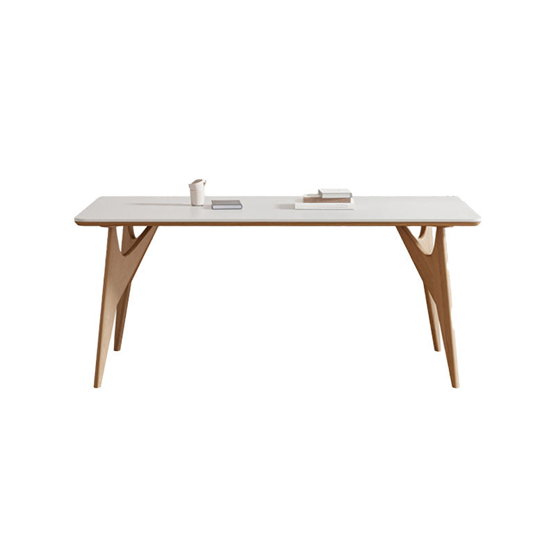 White Stone Top Dining Table Glam Style 4 Legs Dining Table for Dining Room