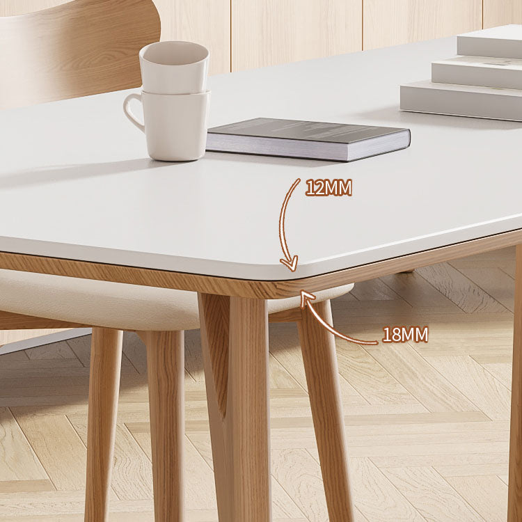 White Stone Top Dining Table Glam Style 4 Legs Dining Table for Dining Room