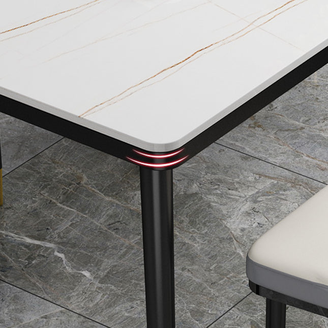 Glam Style Rectangle Dining Table Stone Top Dining Table for Dining Room