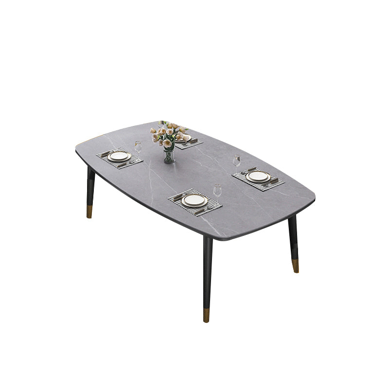 Glam Style Rectangle Dining Table Stone Top Dining Table with 4 Legs