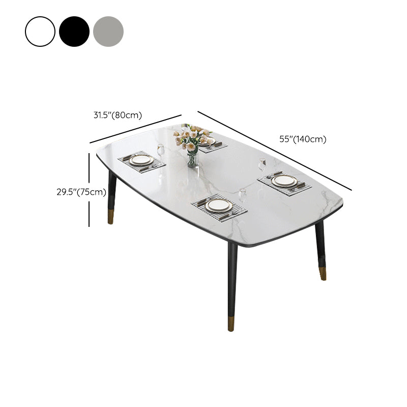 Glam Style Rectangle Dining Table Stone Top Dining Table with 4 Legs