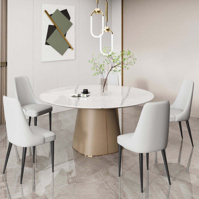 Faux Leather Side Chair Glam Parsons Dining Chair with Gold Legs