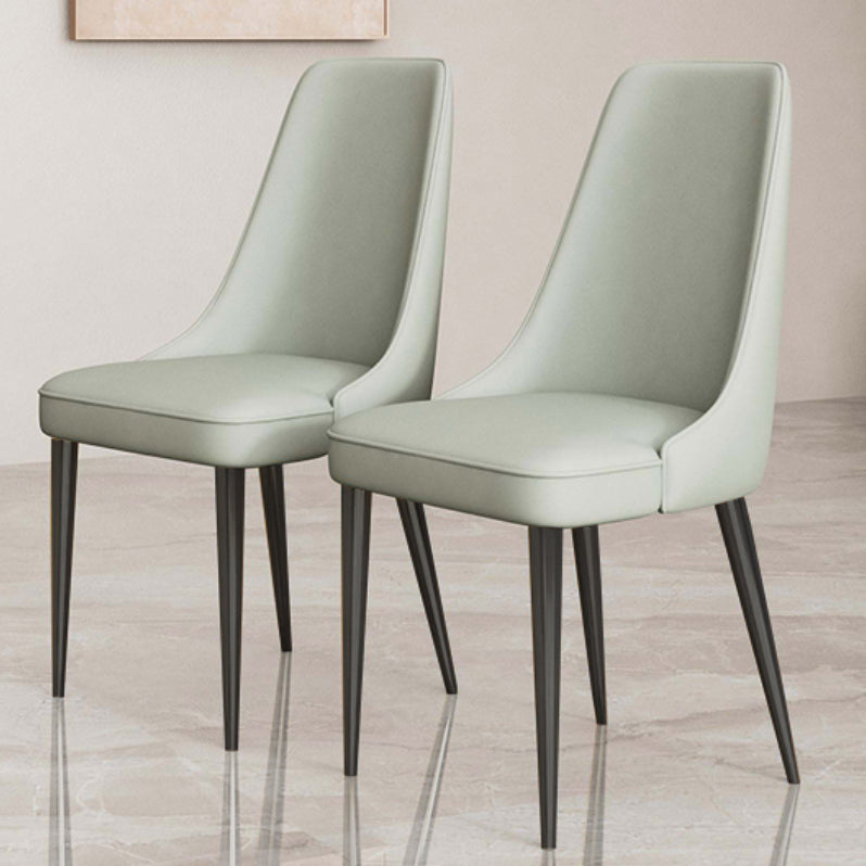 Faux Leather Side Chair Glam Parsons Dining Chair with Gold Legs