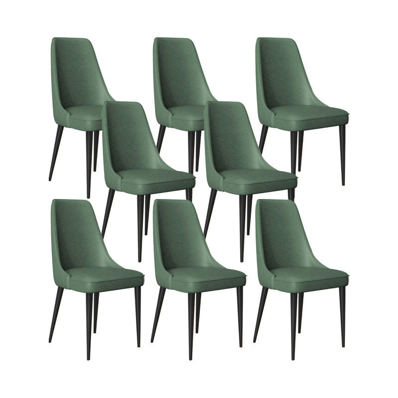 Faux Leather Side Chair Glam Parsons Dining Chair with Gold Legs