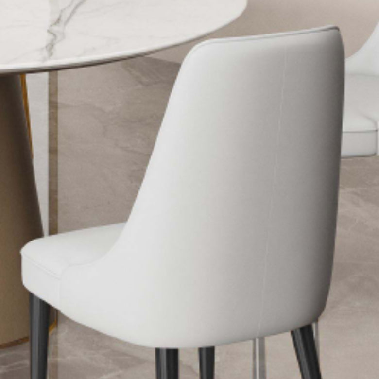 Faux Leather Side Chair Glam Parsons Dining Chair with Gold Legs