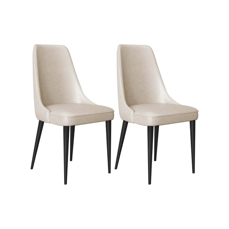 Faux Leather Side Chair Glam Parsons Dining Chair with Gold Legs