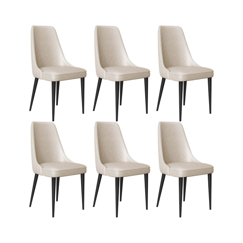 Faux Leather Side Chair Glam Parsons Dining Chair with Gold Legs