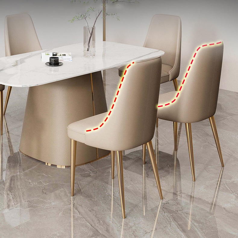 Faux Leather Side Chair Glam Parsons Dining Chair with Gold Legs