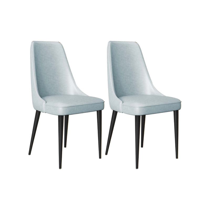 Faux Leather Side Chair Glam Parsons Dining Chair with Gold Legs