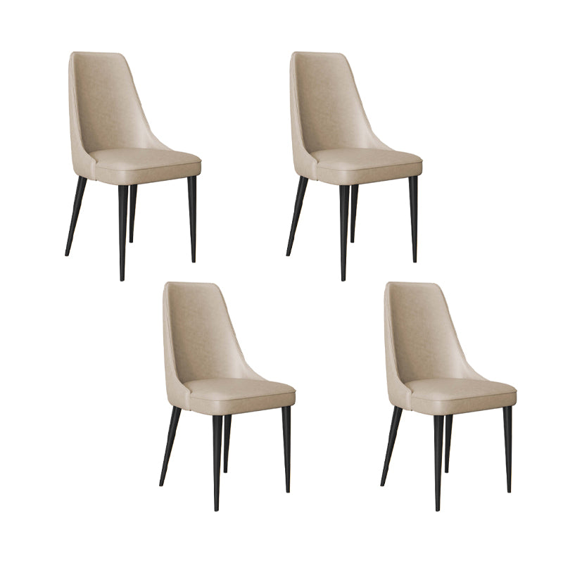 Faux Leather Side Chair Glam Parsons Dining Chair with Gold Legs