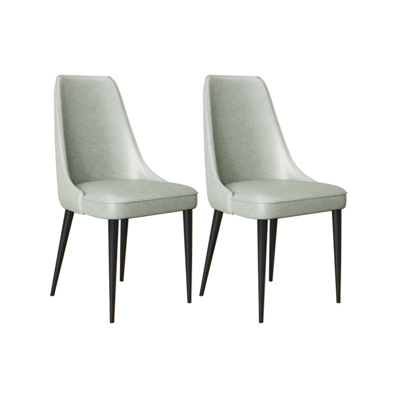 Faux Leather Side Chair Glam Parsons Dining Chair with Gold Legs