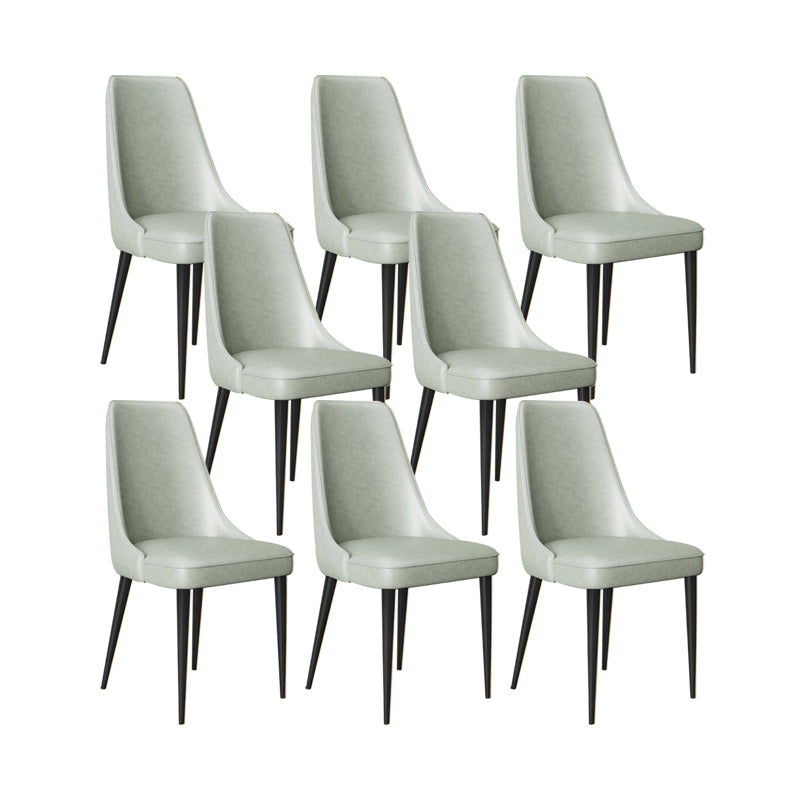 Faux Leather Side Chair Glam Parsons Dining Chair with Gold Legs