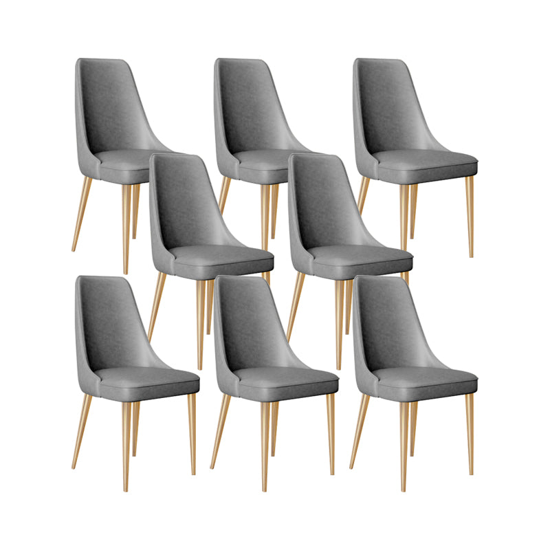 Faux Leather Side Chair Glam Parsons Dining Chair with Gold Legs