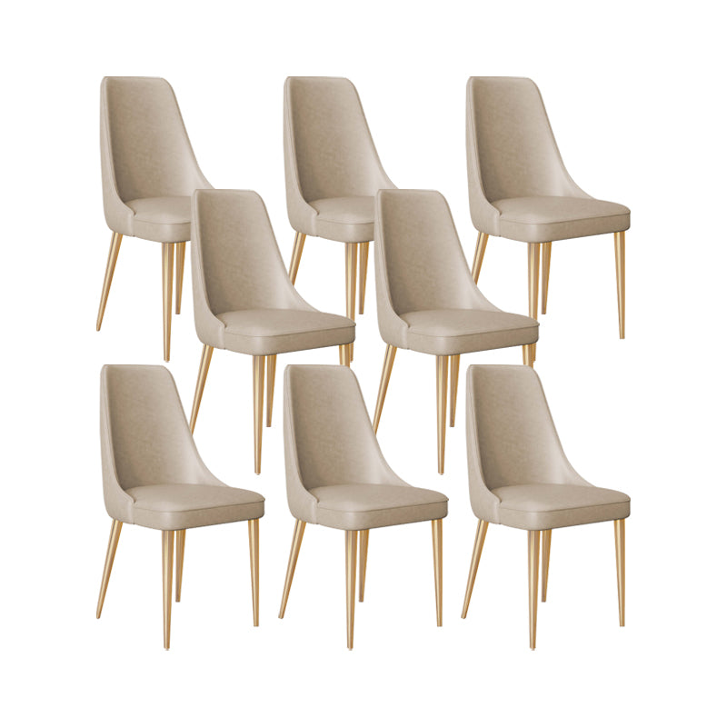 Faux Leather Side Chair Glam Parsons Dining Chair with Gold Legs