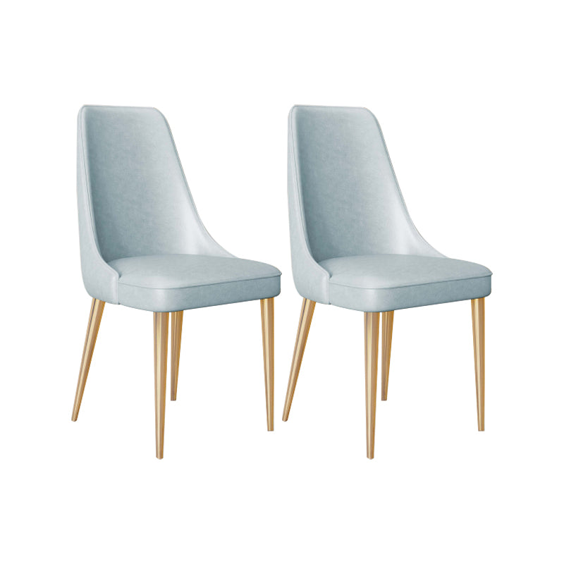 Faux Leather Side Chair Glam Parsons Dining Chair with Gold Legs