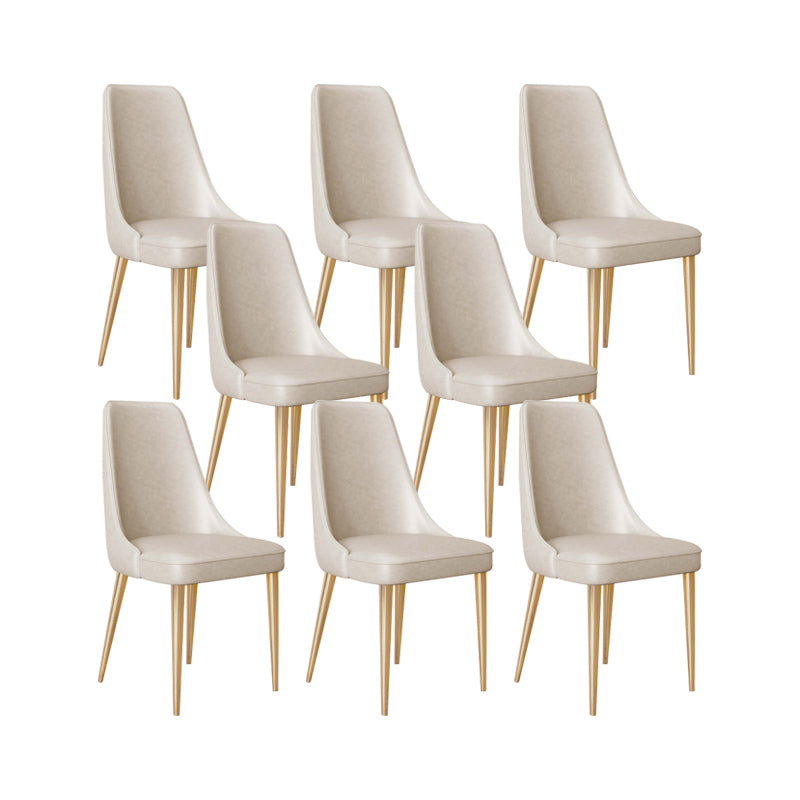 Faux Leather Side Chair Glam Parsons Dining Chair with Gold Legs