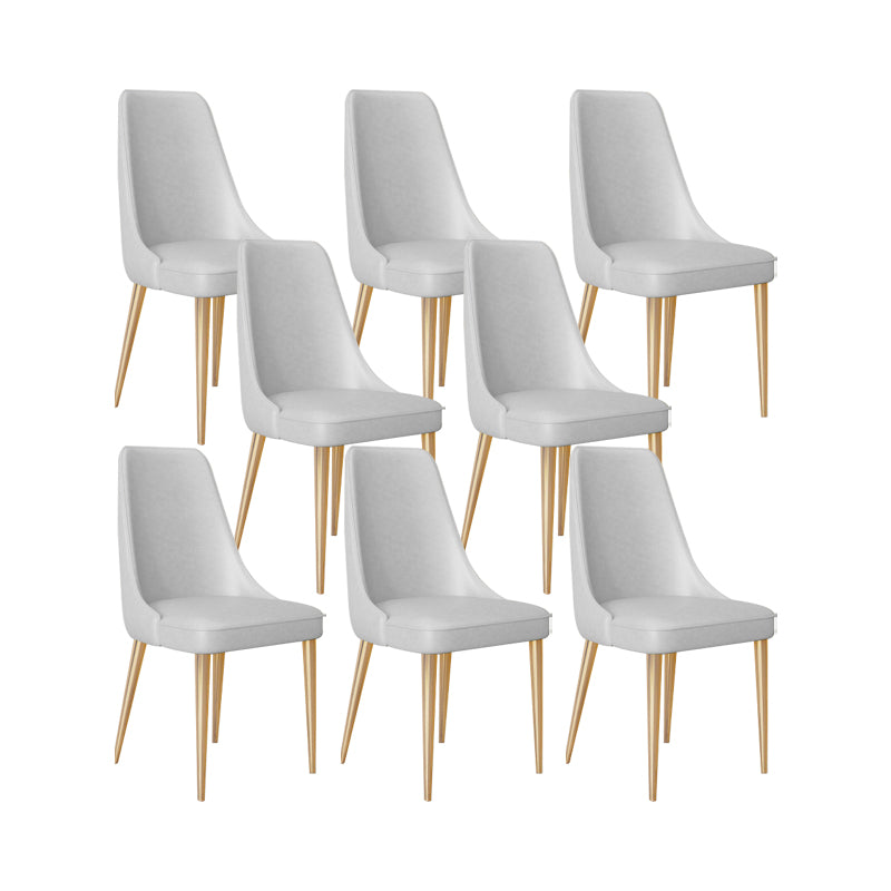 Faux Leather Side Chair Glam Parsons Dining Chair with Gold Legs