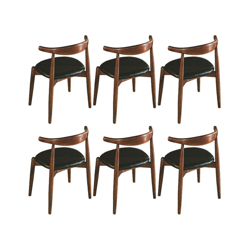 Upholstered Dining Chairs Faux Leather Armless Chairs with Wood Base
