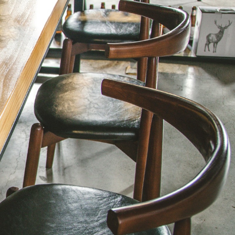 Upholstered Dining Chairs Faux Leather Armless Chairs with Wood Base