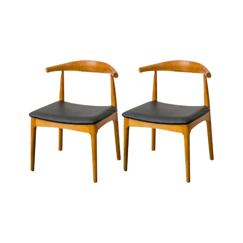 Upholstered Dining Chairs Faux Leather Armless Chairs with Wood Base