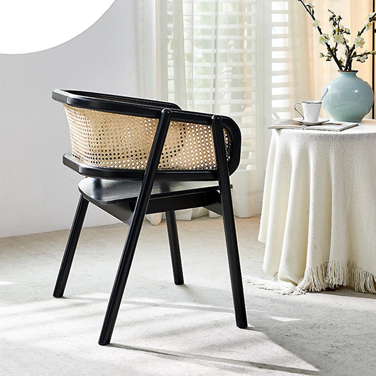 Solid Wood Arm Chair Modern Open Back Dining Chair for Living Room