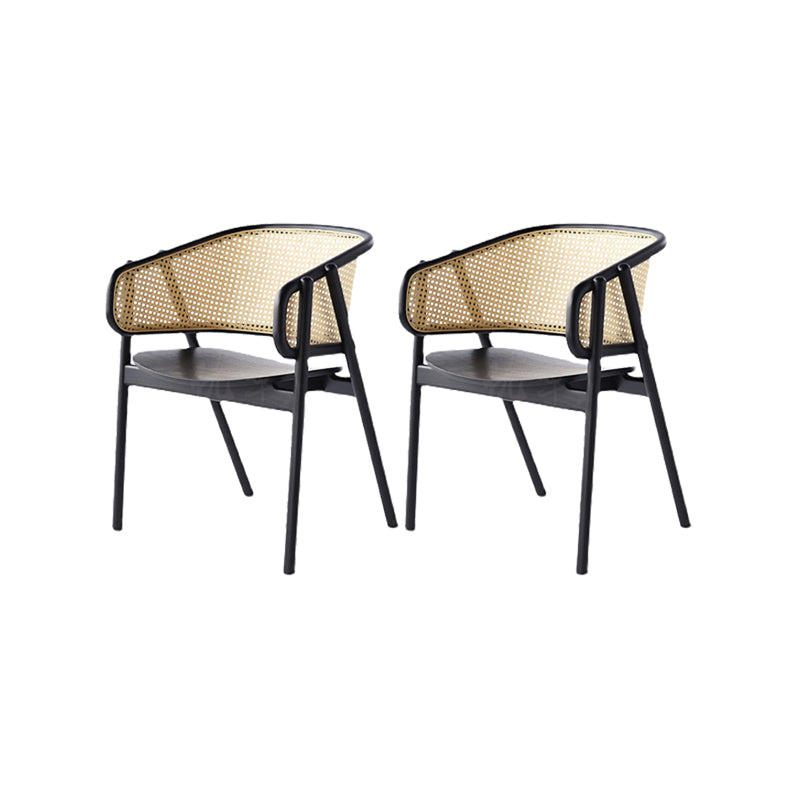 Solid Wood Arm Chair Modern Open Back Dining Chair for Living Room