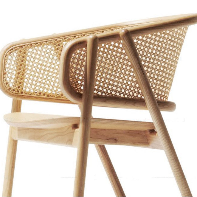 Solid Wood Arm Chair Modern Open Back Dining Chair for Living Room