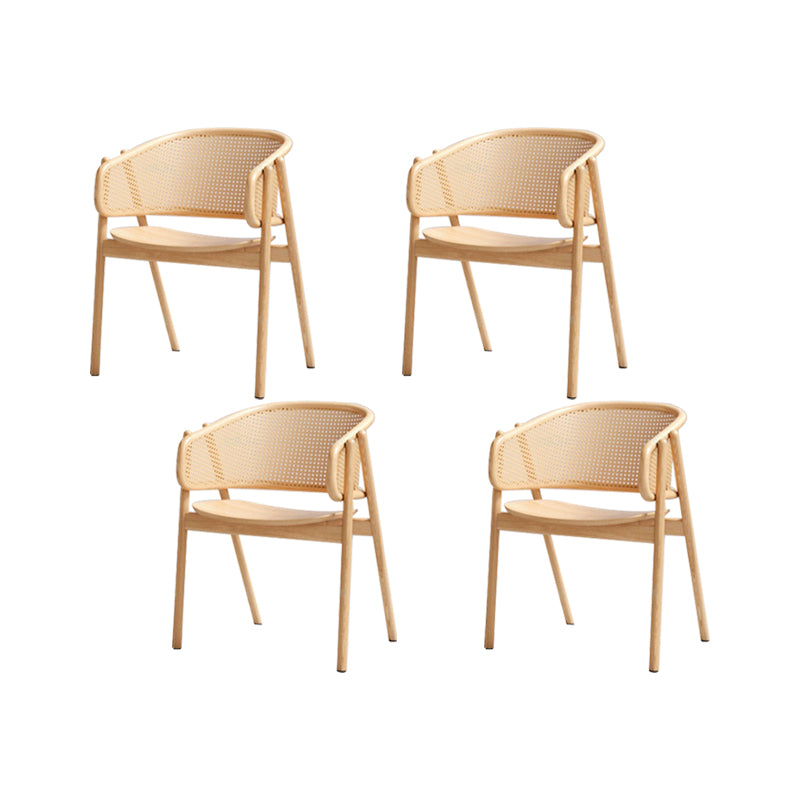 Solid Wood Arm Chair Modern Open Back Dining Chair for Living Room