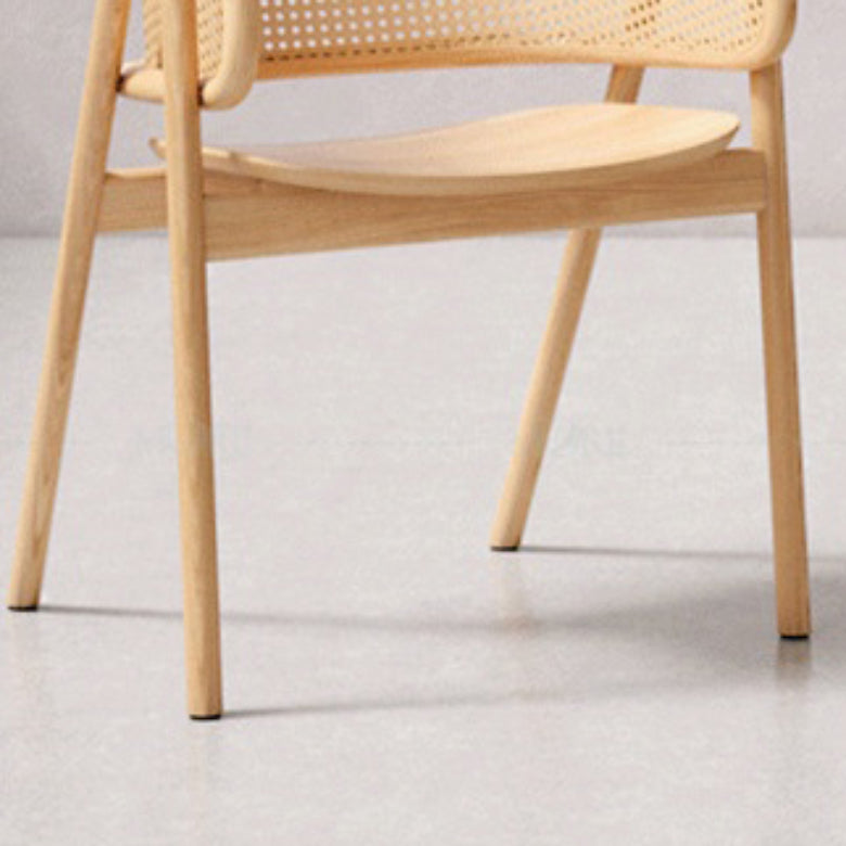 Solid Wood Arm Chair Modern Open Back Dining Chair for Living Room