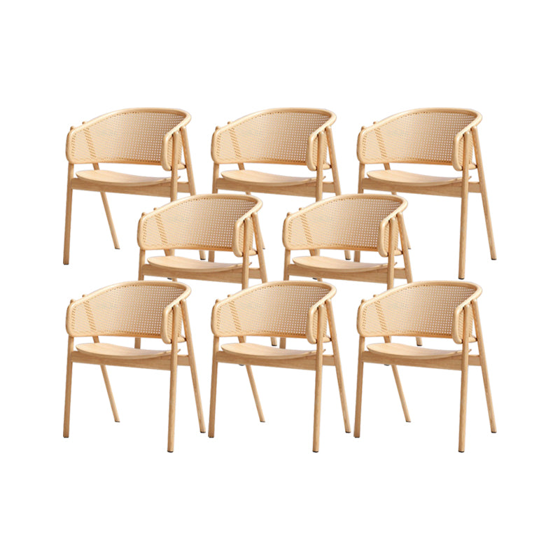 Solid Wood Arm Chair Modern Open Back Dining Chair for Living Room