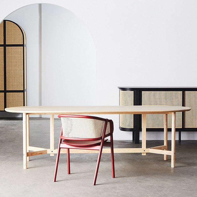 Solid Wood Arm Chair Modern Open Back Dining Chair for Living Room