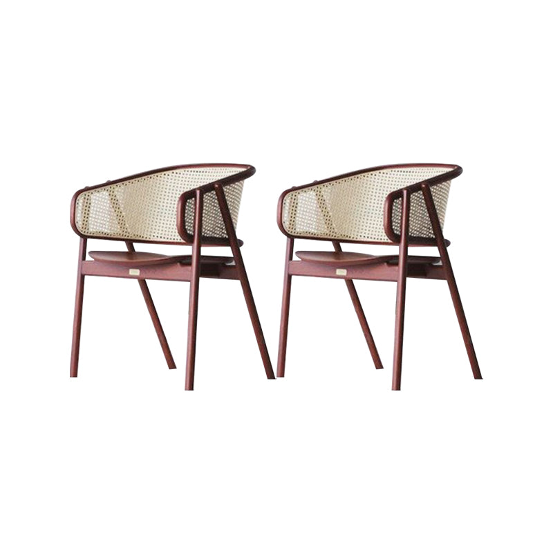 Solid Wood Arm Chair Modern Open Back Dining Chair for Living Room