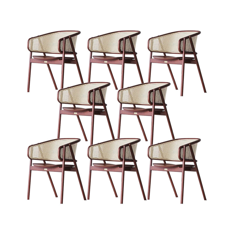 Solid Wood Arm Chair Modern Open Back Dining Chair for Living Room