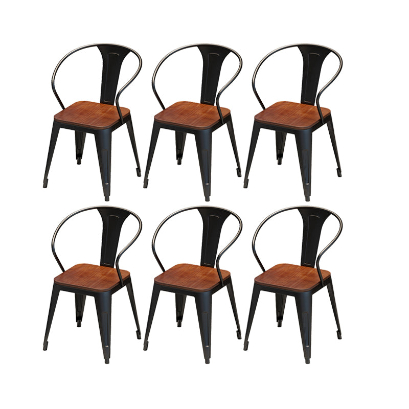 Solid Wood Dining Chairs Slat Back Arm Chair with Metal Base
