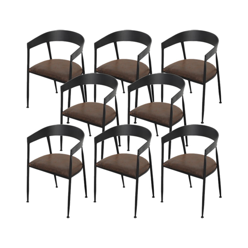 Solid Wood Dining Chairs Slat Back Arm Chair with Metal Base