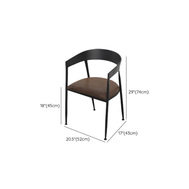 Solid Wood Dining Chairs Slat Back Arm Chair with Metal Base
