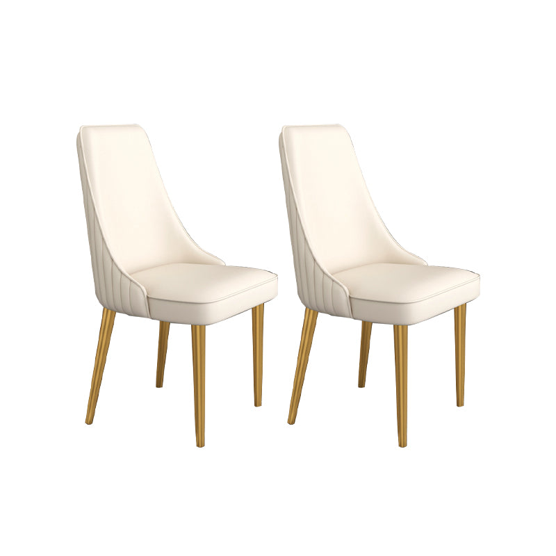 Glam Style Side Chair Parsons Leather Dining Chair with Gold Frame